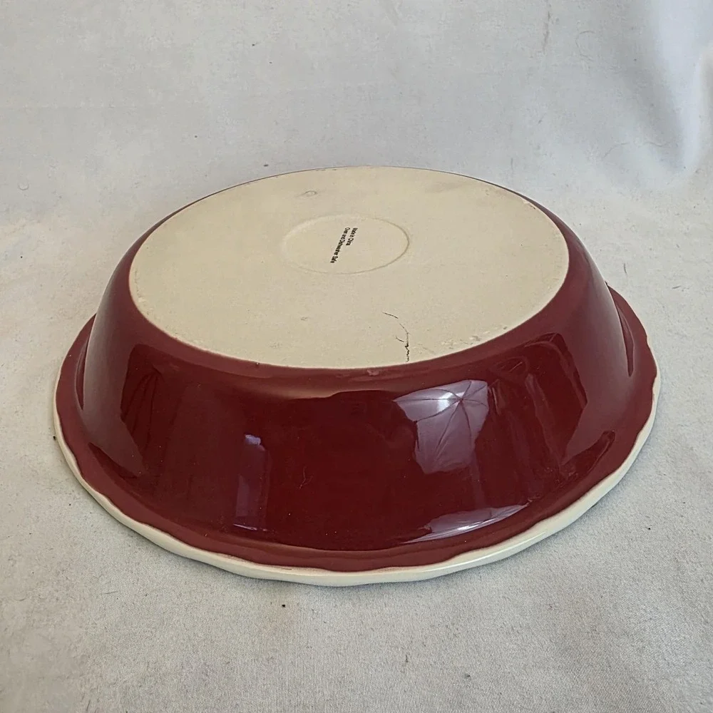 Vintage Ceramic Lion House Deep Dish‎ Ivory & Red. Logo. 10